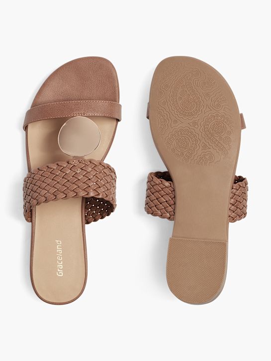 Graceland Flache Pantolette Cognac 20920 3