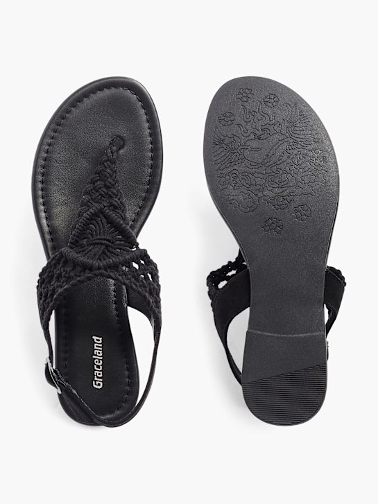Graceland Sandalias de dedo Negro 553 3