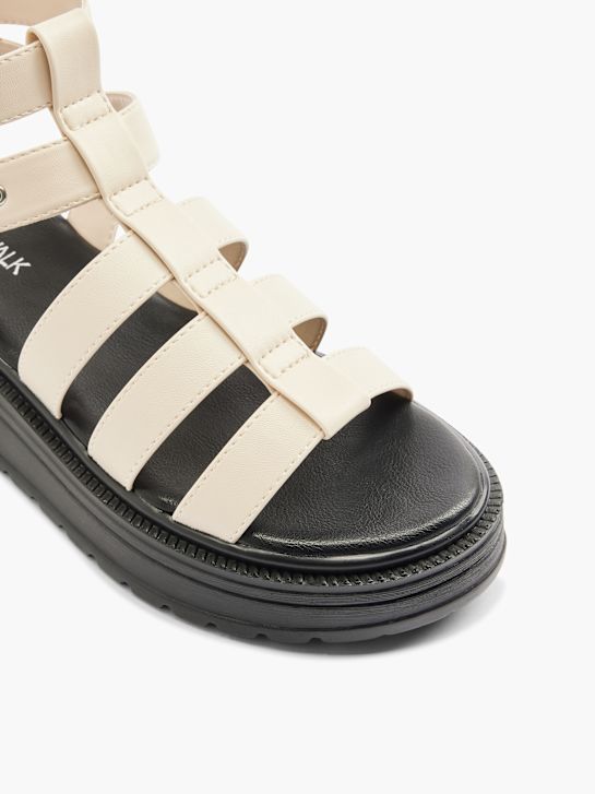 Catwalk Sandály na podpatku Krémová 4631 2