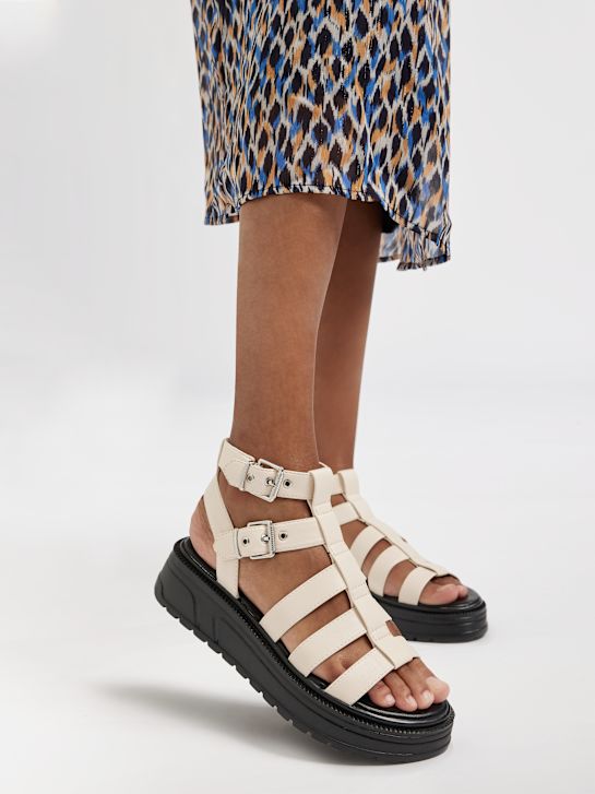 Catwalk Sandály na podpatku Krémová 4631 5