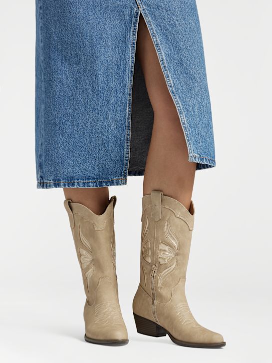 Catwalk Cowboy Boots Beige 28073 5