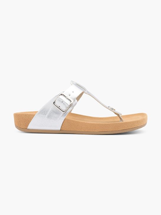 Graceland Sandal med tå-split Sølv 13053 1