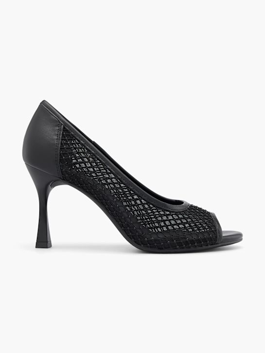 Catwalk Czółenka Peep Toe Czarny 59054 1