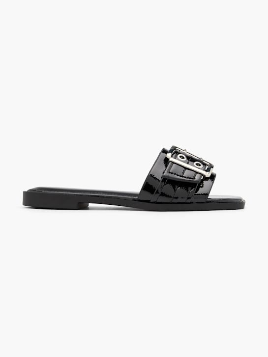 Catwalk Flache Pantolette Schwarz 76010 1