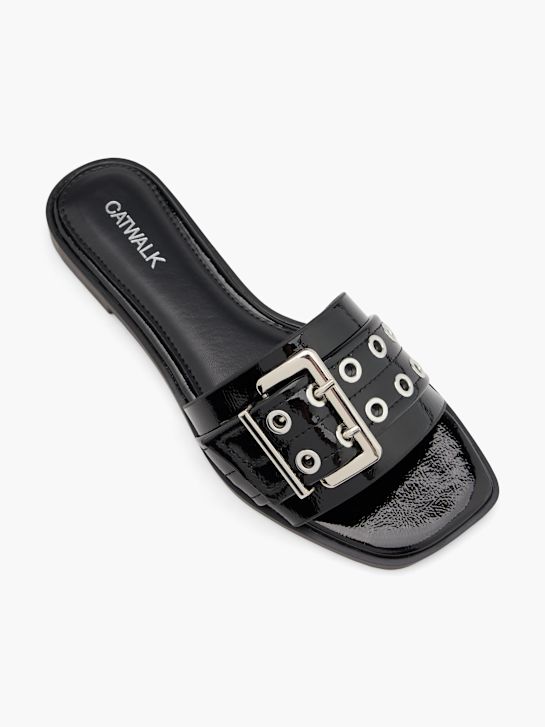 Catwalk Flache Pantolette Schwarz 76010 2