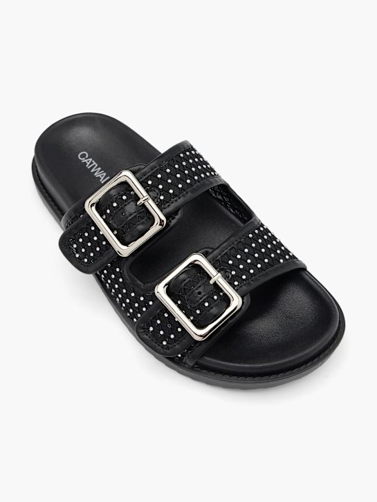 Catwalk Ciabatta con plantare profondo Nero 76549 2