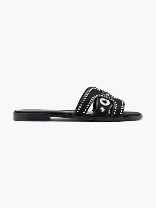 Buffalo Flache Pantolette Schwarz 124196 1
