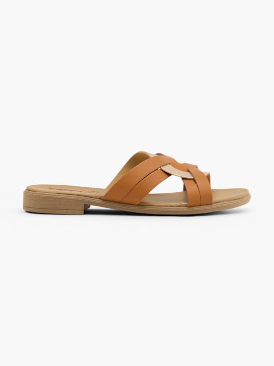Graceland Flache Pantolette Cognac 131498 1