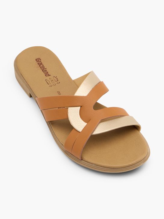 Graceland Flache Pantolette Cognac 131498 2
