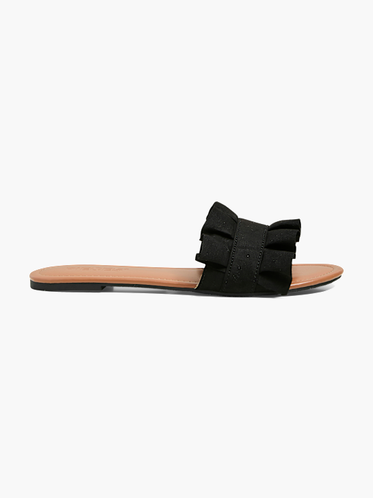 PIECES Flache Pantolette Schwarz 137982 1