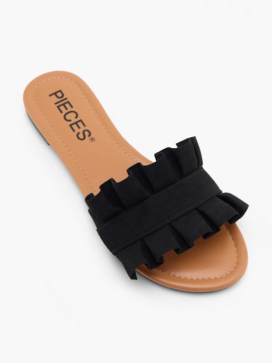 PIECES Flache Pantolette Schwarz 137982 2