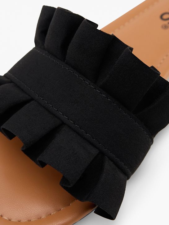 PIECES Flache Pantolette Schwarz 137982 5