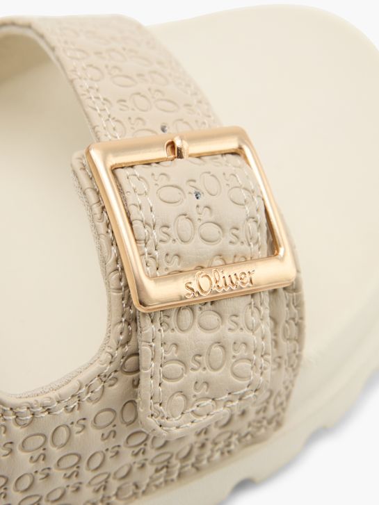 s.Oliver Flache Pantolette Beige 138940 5