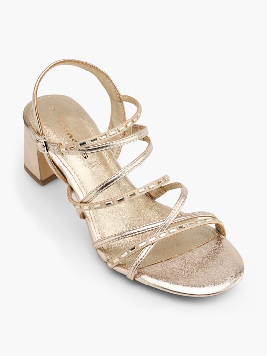 Tamaris Sandale z visoko peto Zlata 138978 2