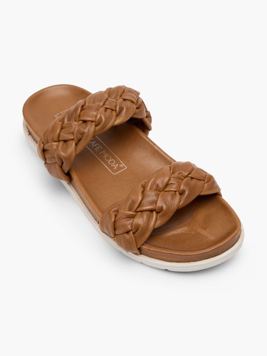 CAFE MODA Flache Pantolette Braun 165237 2
