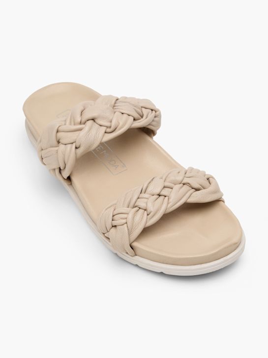 CAFE MODA Flache Pantolette Beige 165238 2