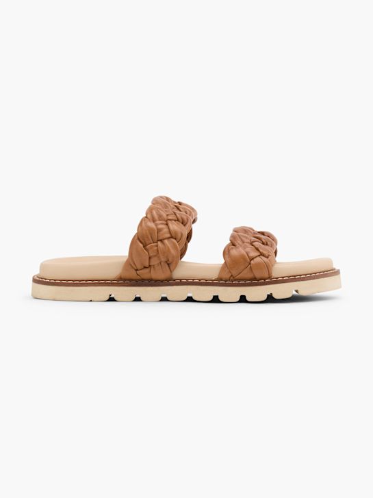 CAFE MODA Flache Pantolette Beige 165242 1