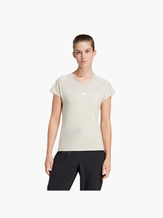 adidas AEROREADY Train Essentials Minimal Branding V-Neck T-Shirt Beige 133701 2