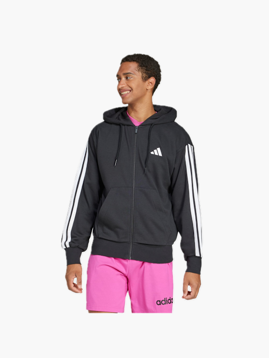 adidas Essentials 3-Streifen French Terry Kapuzenjacke Schwarz 132451 2