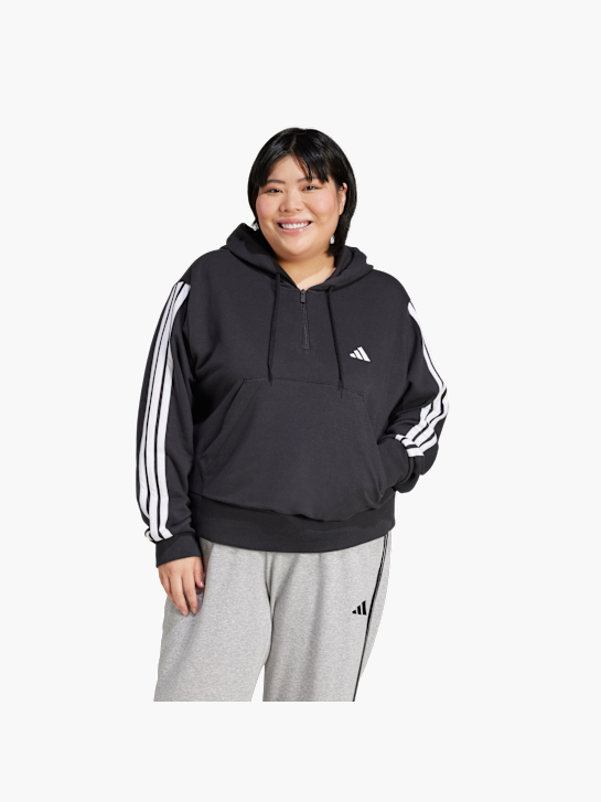 adidas Essentials 3-Streifen French Terry Quarter-Zip Hoodie – Große Größen Schwarz 156467 2