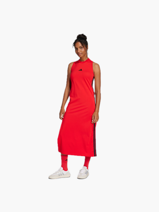 adidas Essentials 3-Streifen Long Racerback Kleid Rot 132588 2