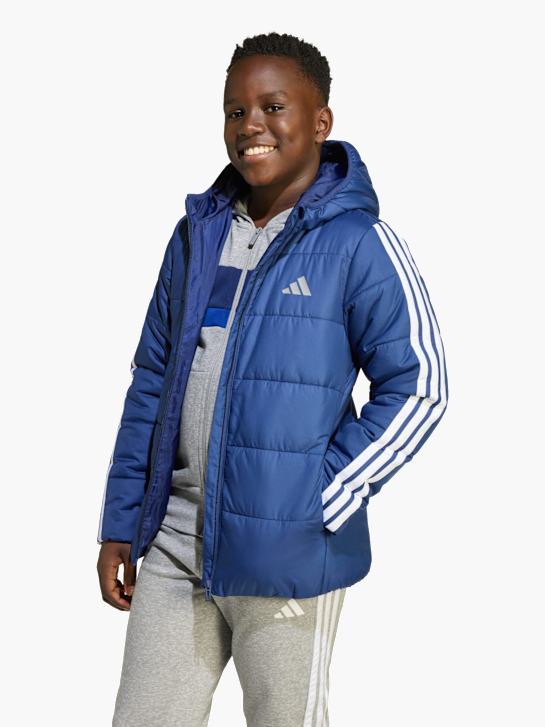 adidas Essentials 3-Streifen gefütterte Kinderjacke Blau 142223 2