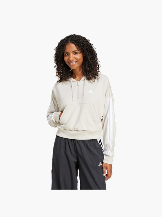 adidas Essentials 3-Streifen French Terry Quarter-Zip Hoodie Beige 132082 2