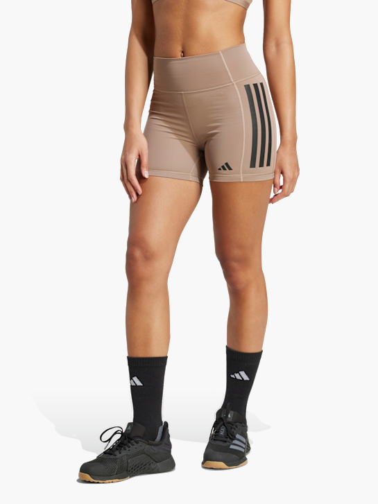 adidas Optimé 3-Streifen 1/4 kurze Leggings Braun 142732 2