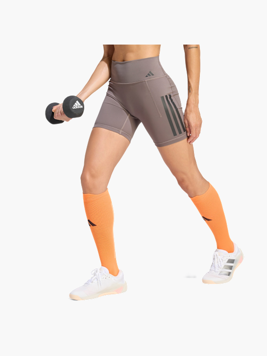 adidas Optime Workout 3-Streifen kurze Leggings Braun 156891 2