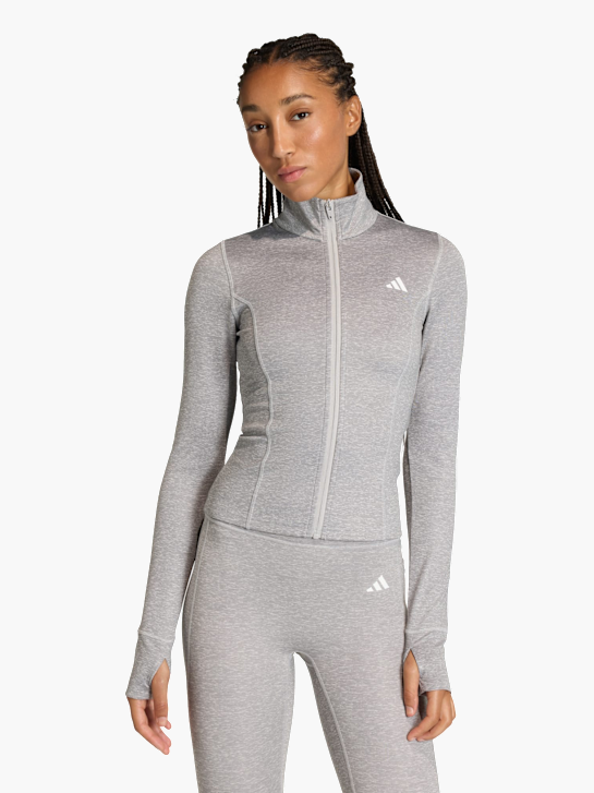 adidas Workout Essentials Heather Jacke mit durchgehendem Reißverschluss Grau 169646 2