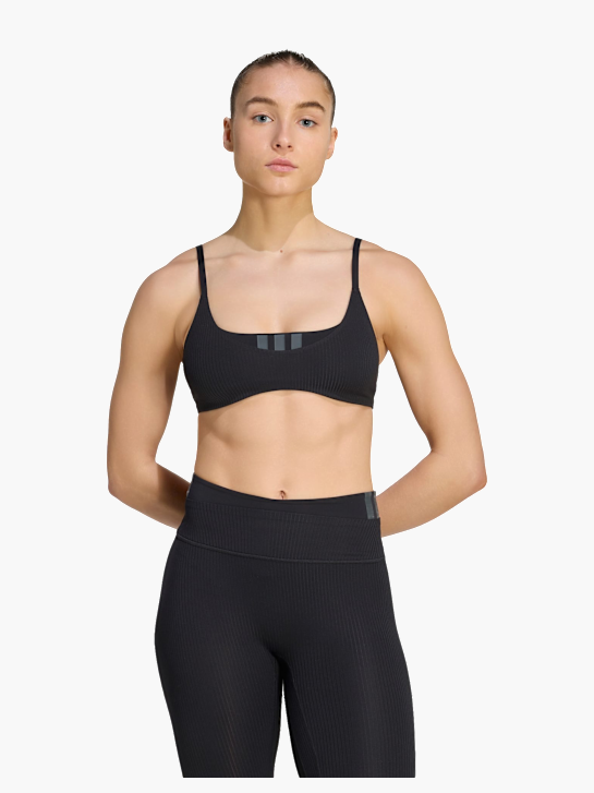 adidas All Me Sport-BH, leichter Halt, gerippt Schwarz 169664 3