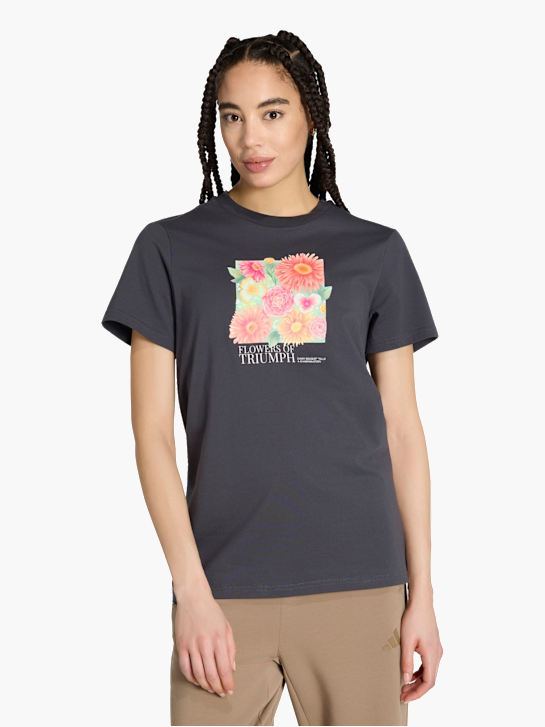 adidas LOCKER GESCHNITTENES FLORAL GRAFIK T-SHIRT 2 Grau 168616 2