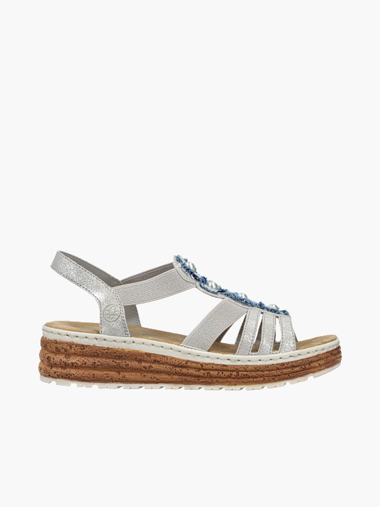 Rieker Damen Keilsandaletten Silber 137259 1