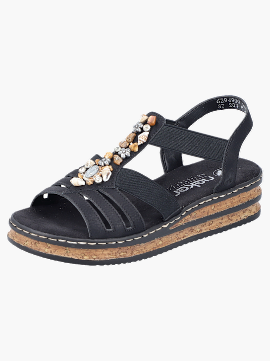 Rieker Damen Keilsandaletten Schwarz 137275 2