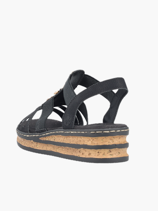 Rieker Damen Keilsandaletten Schwarz 137275 3