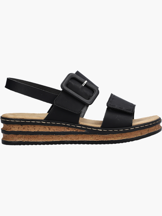 Rieker Damen Keilsandaletten Schwarz 143643 1