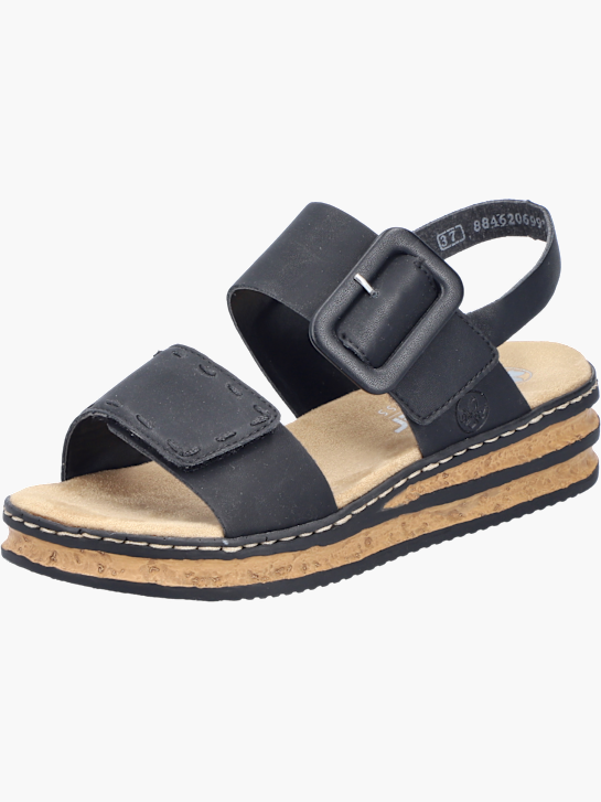 Rieker Damen Keilsandaletten Schwarz 143643 2
