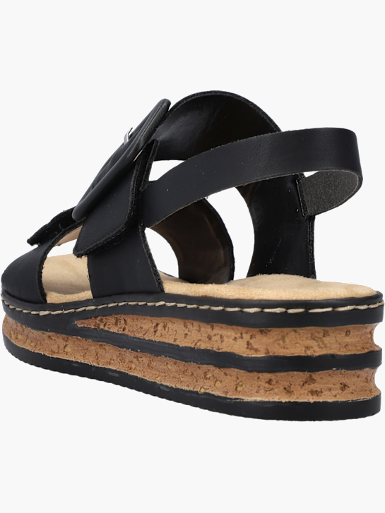 Rieker Damen Keilsandaletten Schwarz 143643 3