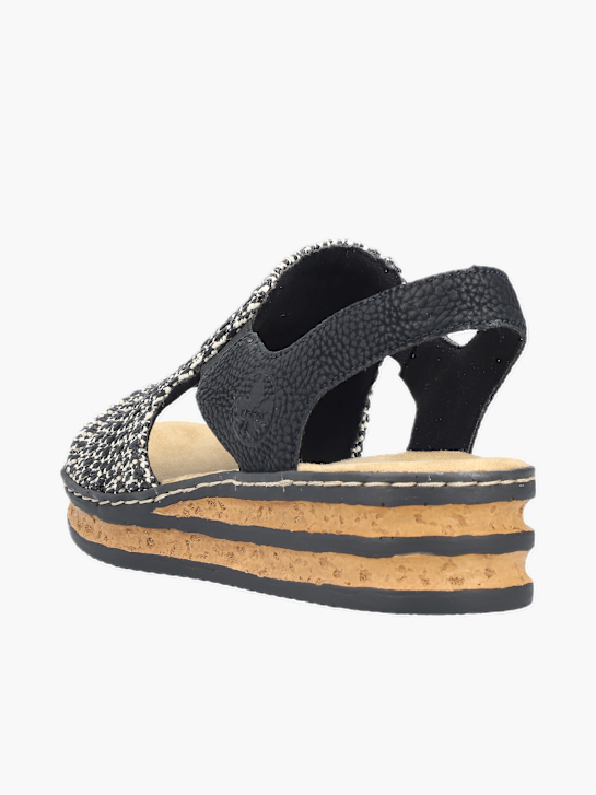 Rieker Damen Keilsandaletten Schwarz 137280 3