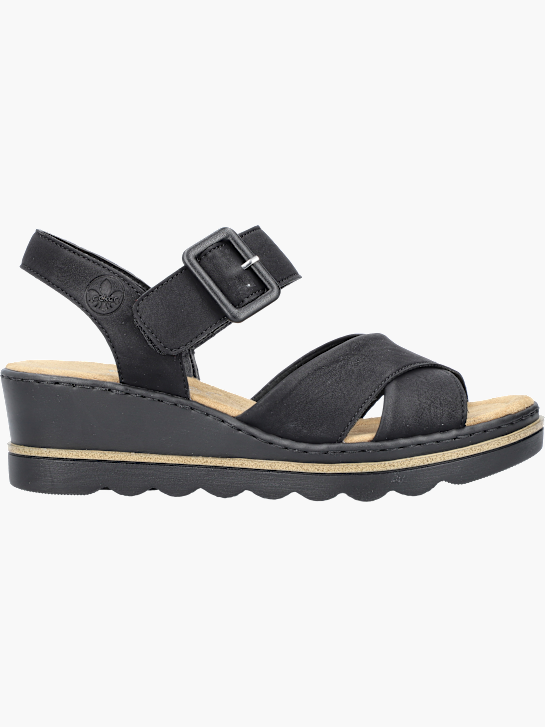 Rieker Damen Keilsandaletten Schwarz 143650 1