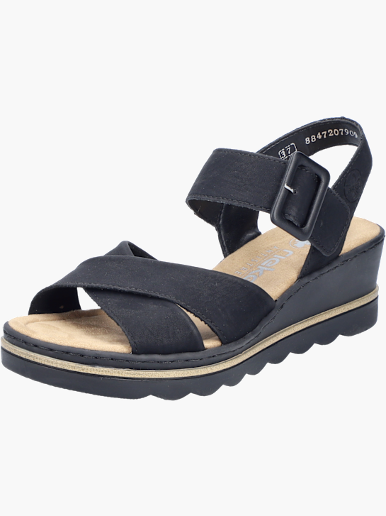 Rieker Damen Keilsandaletten Schwarz 143650 2