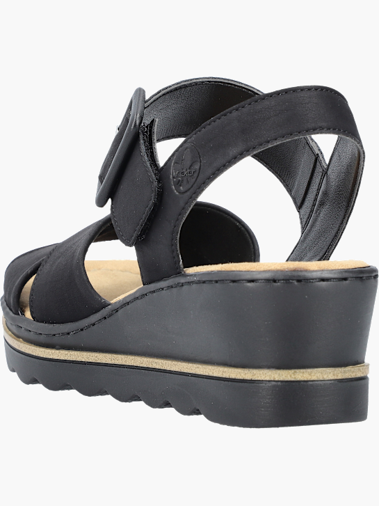 Rieker Damen Keilsandaletten Schwarz 143650 3