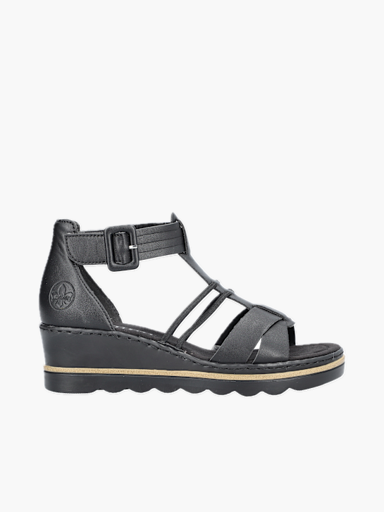 Rieker Damen Keilsandaletten Schwarz 137343 1