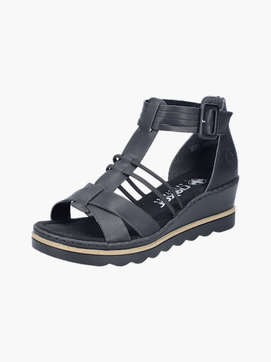Rieker Damen Keilsandaletten Schwarz 137343 2