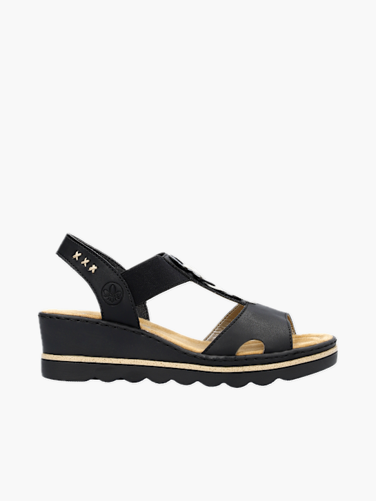Rieker Damen Keilsandaletten Schwarz 131264 1