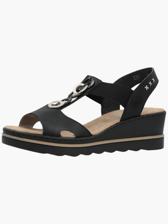 Rieker Damen Keilsandaletten Schwarz 131264 2