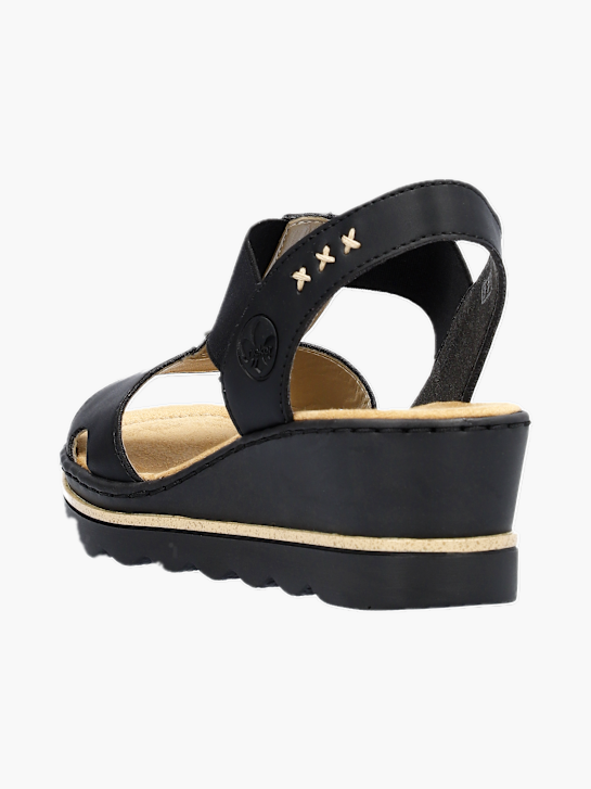Rieker Damen Keilsandaletten Schwarz 131264 3