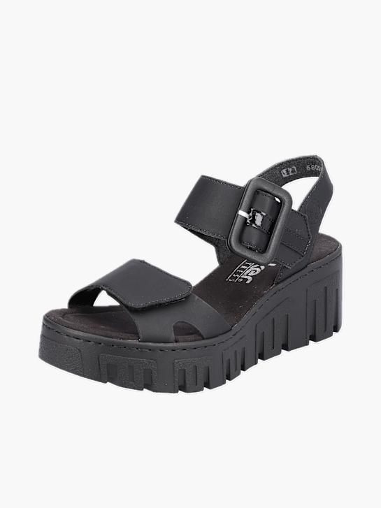 Rieker Damen Keilsandaletten Schwarz 137349 2