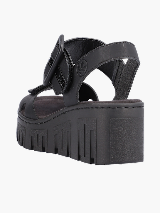 Rieker Damen Keilsandaletten Schwarz 137349 3