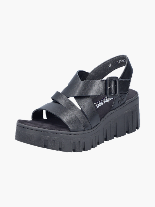 Rieker Damen Keilsandaletten Schwarz 137350 2